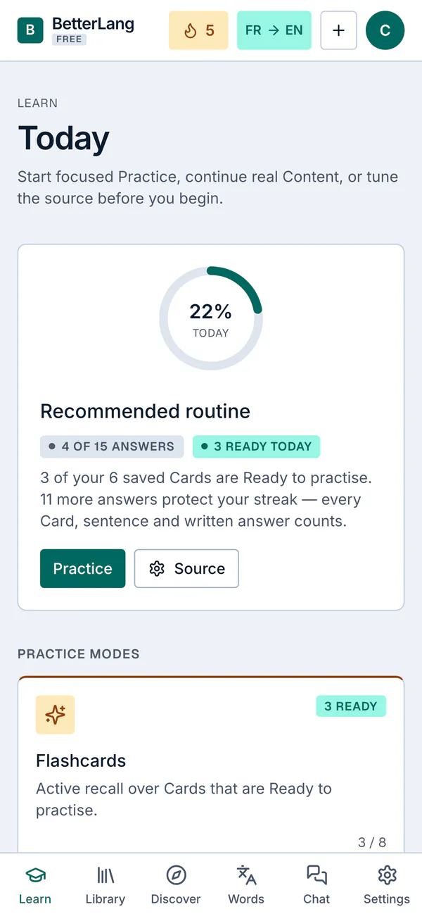 The same Learn page in a phone's browser.